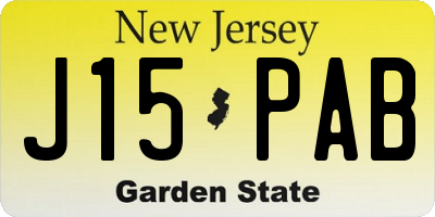 NJ license plate J15PAB