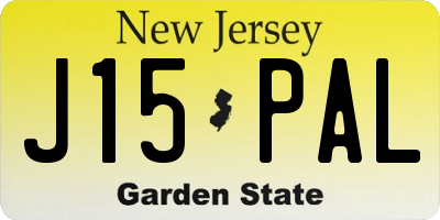 NJ license plate J15PAL