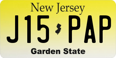 NJ license plate J15PAP