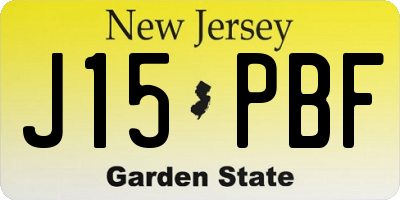 NJ license plate J15PBF