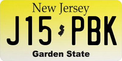 NJ license plate J15PBK