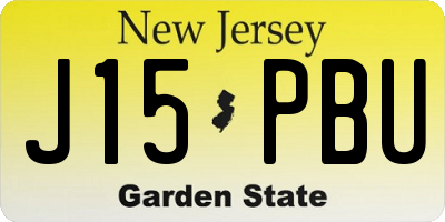 NJ license plate J15PBU
