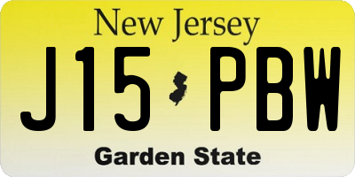 NJ license plate J15PBW
