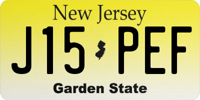 NJ license plate J15PEF