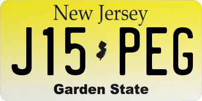 NJ license plate J15PEG