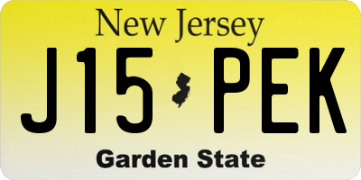 NJ license plate J15PEK