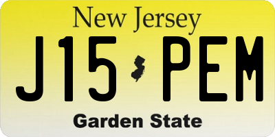 NJ license plate J15PEM