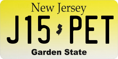 NJ license plate J15PET