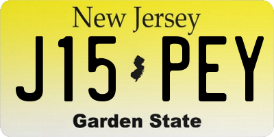 NJ license plate J15PEY
