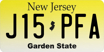 NJ license plate J15PFA