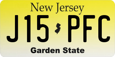 NJ license plate J15PFC