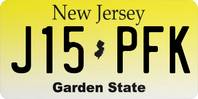 NJ license plate J15PFK
