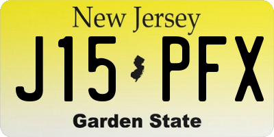 NJ license plate J15PFX