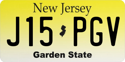NJ license plate J15PGV