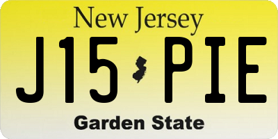 NJ license plate J15PIE