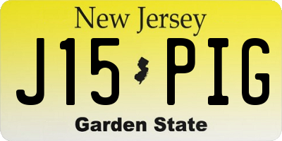 NJ license plate J15PIG