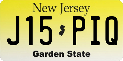 NJ license plate J15PIQ