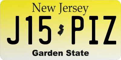 NJ license plate J15PIZ