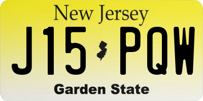NJ license plate J15PQW
