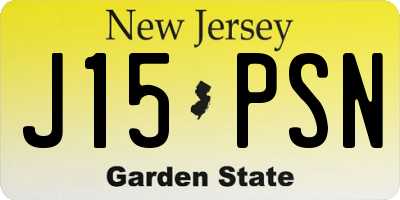 NJ license plate J15PSN