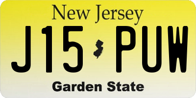 NJ license plate J15PUW