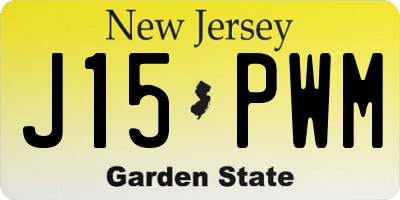 NJ license plate J15PWM