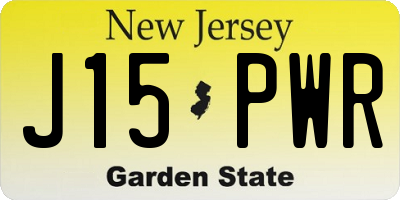 NJ license plate J15PWR
