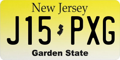 NJ license plate J15PXG