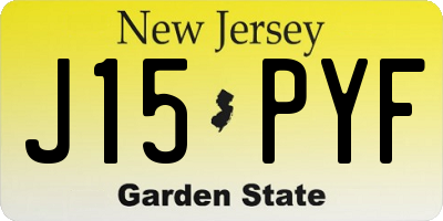 NJ license plate J15PYF