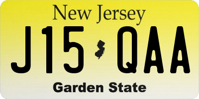 NJ license plate J15QAA
