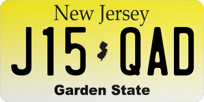 NJ license plate J15QAD