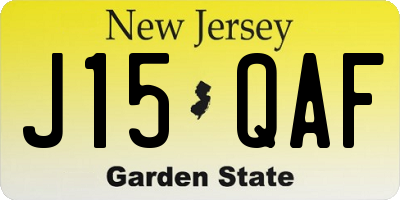 NJ license plate J15QAF