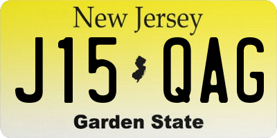 NJ license plate J15QAG
