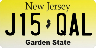 NJ license plate J15QAL