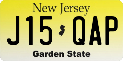 NJ license plate J15QAP