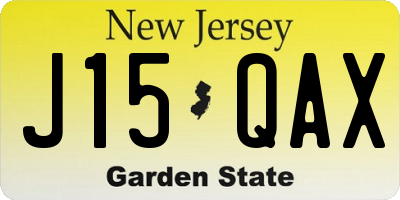 NJ license plate J15QAX