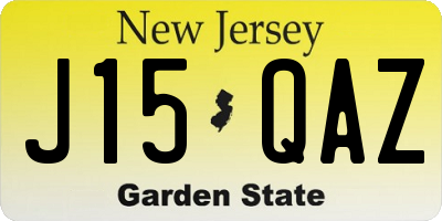 NJ license plate J15QAZ