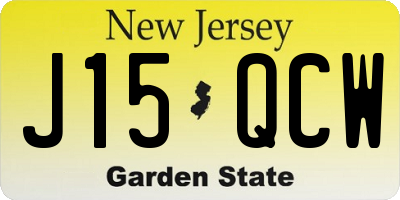 NJ license plate J15QCW