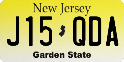 NJ license plate J15QDA