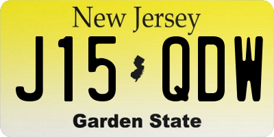 NJ license plate J15QDW