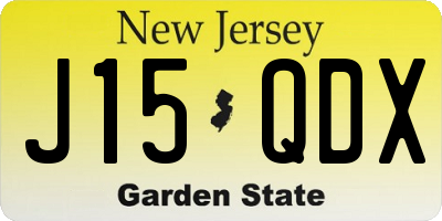 NJ license plate J15QDX