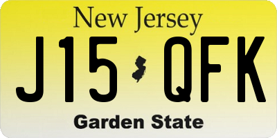 NJ license plate J15QFK