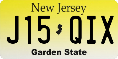 NJ license plate J15QIX