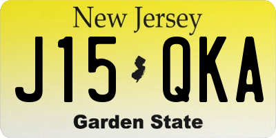 NJ license plate J15QKA