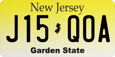 NJ license plate J15QOA