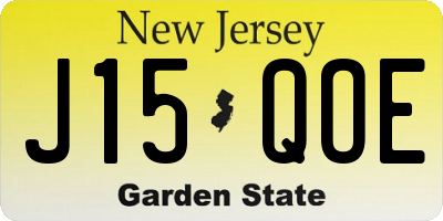 NJ license plate J15QOE
