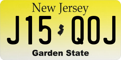 NJ license plate J15QOJ
