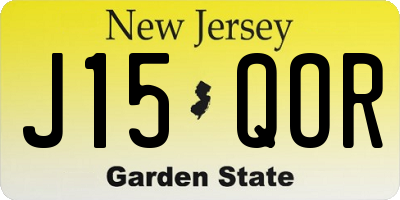NJ license plate J15QOR