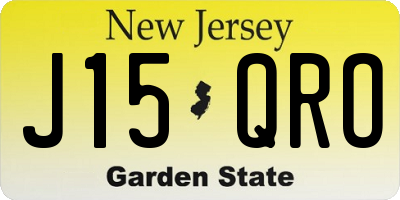 NJ license plate J15QRO