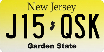 NJ license plate J15QSK